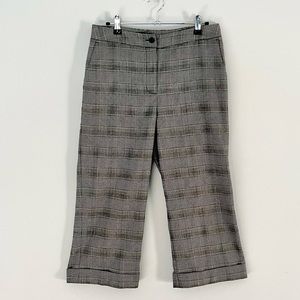 Chicos Capri plaid houndstooth black and white pant business casual office work